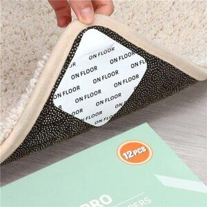 Double Sided Reusable Under Rug Carpet Tape Stickers 12 PCS Rug Tape Non Slip